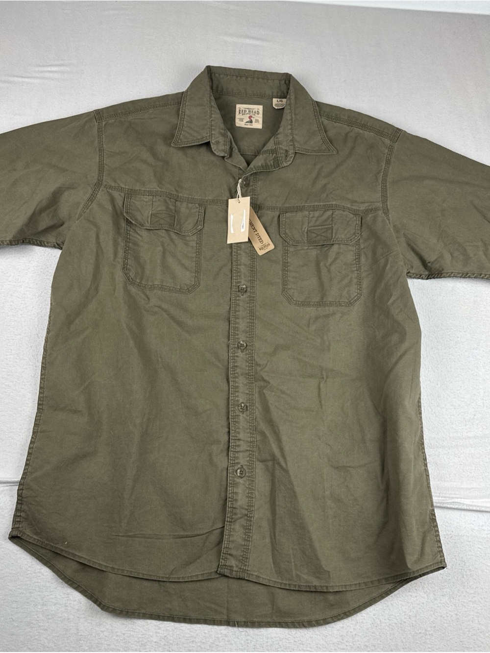 New! Red Head Brand Co. SS Finley Brigade Army Green Large short sleeve